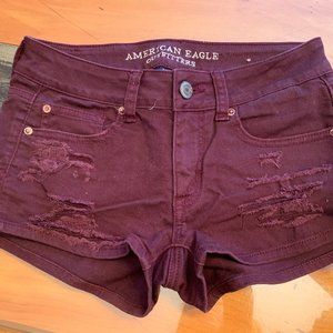 American Eagle Burgundy Shortie Shorts Size 4